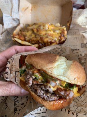 Double Bacon Burger & Chili Cheese Fries