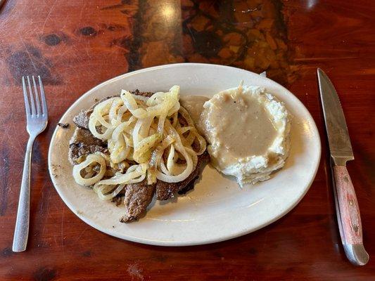 Liver & Onions with Mashed Potatoes & Gravy!