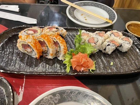 Super 7 roll and spicy tuna