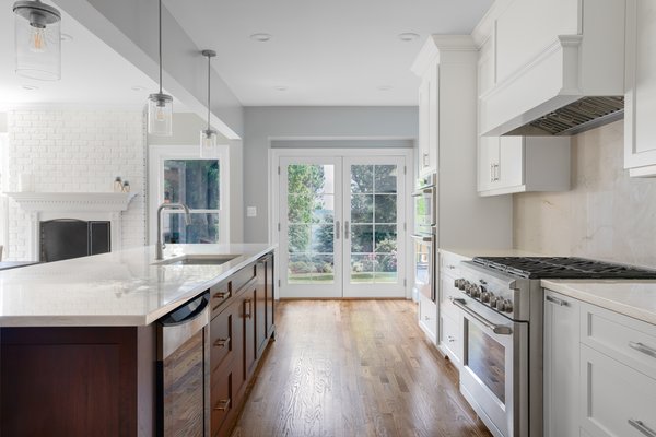 Major Kitchen Remodel in Del Ray with custom cabinets from Plain  & Fancy and quartzite counters