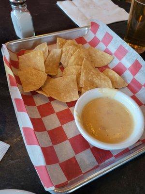 Chips and Queso as originally placed on the table