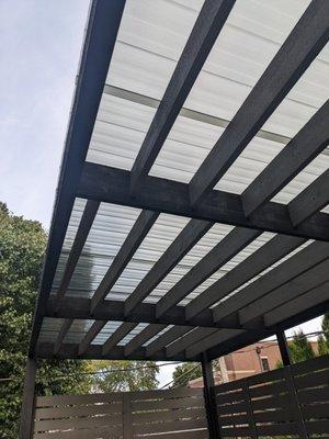 polycarbonate "roof" to protect from elements + provide extra shade