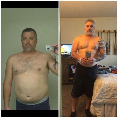 Dave changed his body forever!! This was about only 20lbs of the total 40:)