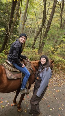 Salina's (right) friendly chat with my daughter Haylie during the horse break added a personal and delightful touch to the experience.