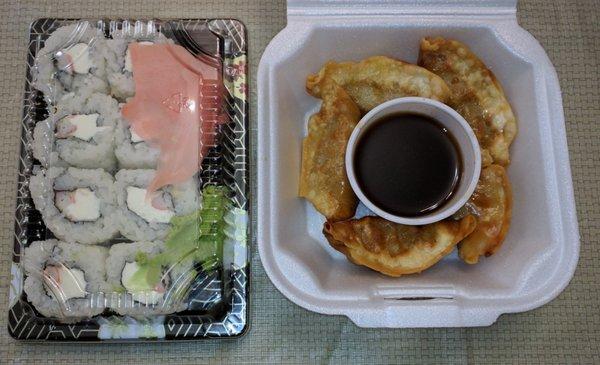 Carolina Roll (Crab & Cream Cheese) $4.69 and Dumplings $3.99