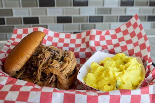 Pulled pork with potato salad