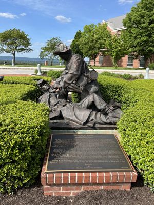 "Moment of Mercy", a sculpture depicted of Richard Kirkland, portrayed outside of the entrance.