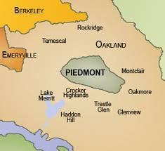 Piedmont is located in the Oakland Hills near highways 13 and 580.