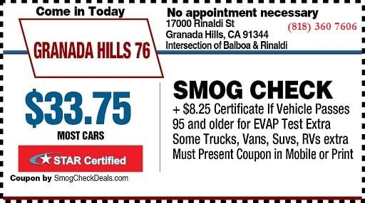 smog coupon in Granada Hills