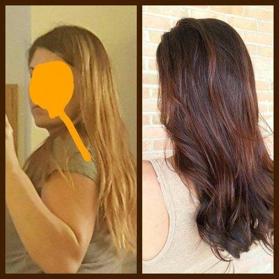 From blonde to warm brown.