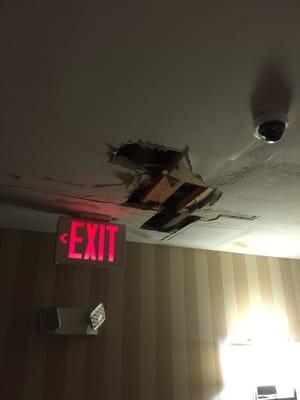 Obviously a hole in the hallway ceiling.