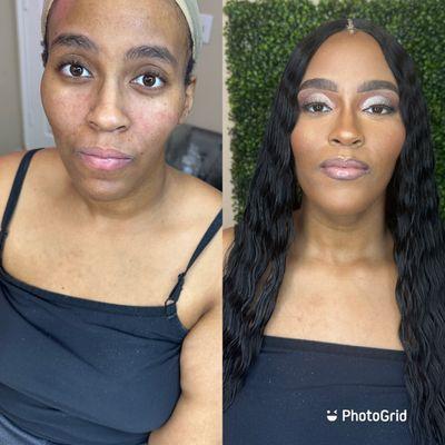 Before and after natural glam