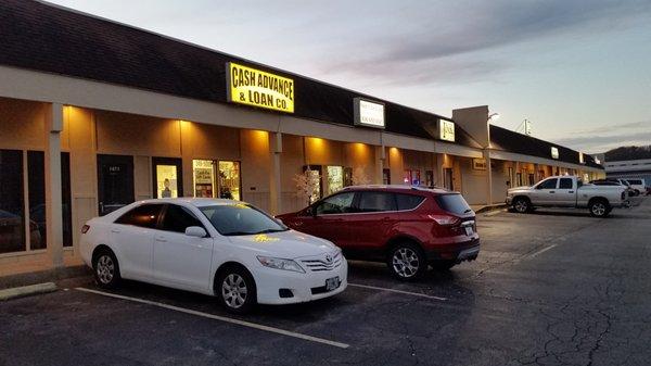 Nicely lit loan office at closing time.