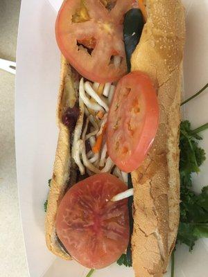 Pork bahn mi - added tomato slices...tomato looks scary