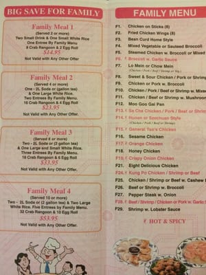 Family meal options