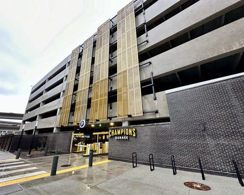 Exterior of garage in afternoon