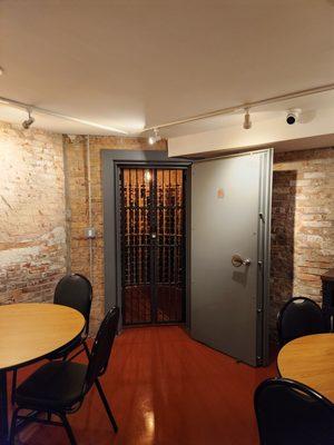 Lower level wine vault room