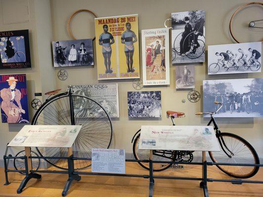 Bicycle display featuring an ordinary bike and a safety bike