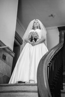 My gorgeous Allure Bridal gown from Julie Allen Bridals.  Photo credit to Mike Yamin on March 14, 2015 at the Branford Library.