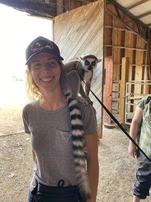 My mom got to hold the lemur too