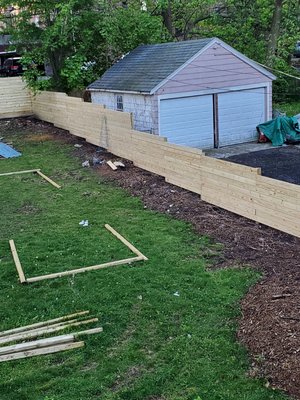 Areal view of a custom fence before the charring process!