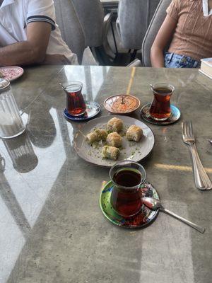 Delicious baklava and tea