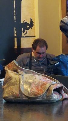 DR. DJ Dad Mouth at a local Starbucks enjoying his coffee