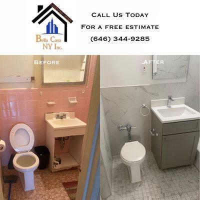 Bathroom remodel before and after