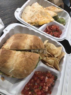 Torta, chips, and quesadilla photobombing in the back