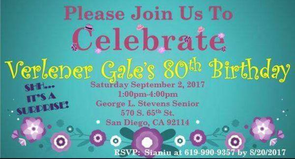 Invitation for Surprise 80th Birthday celebration