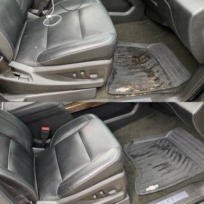 Before and After of a Tahoe passenger seat