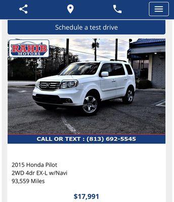 Honda Pilot EXL 2015