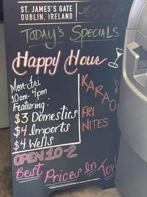 Open from 10:09 am to 2:00 am!  Happy hour is from 10:00 am to 4:00 pm!