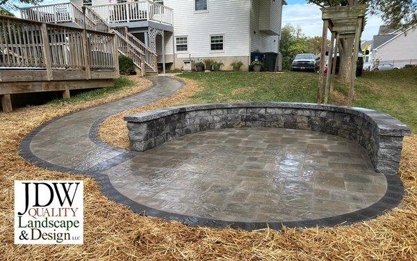 Paver walkway and bench