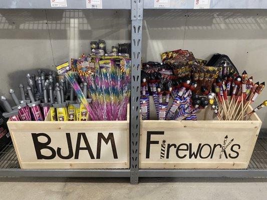 Large sparklers and rocket assortments and packs