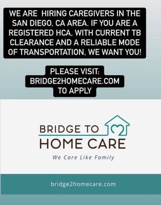 If you are passionate in caring for others, we want you. Sign up if you are a registered HCA, current negative TB Test and reliable transpo