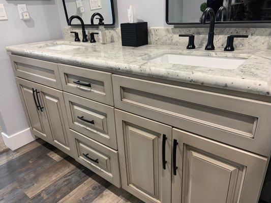 Our bathroom vanity with Delta faucets purchased from Pacific Sales.