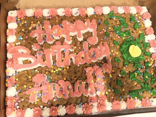 Birthday milk chocolate chip cookie cake