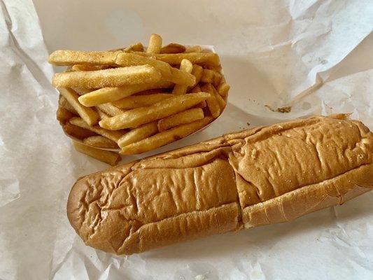 Steak and Cheese Sub with delicious fries