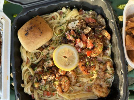 Shrimp and Chicken Fettuccine