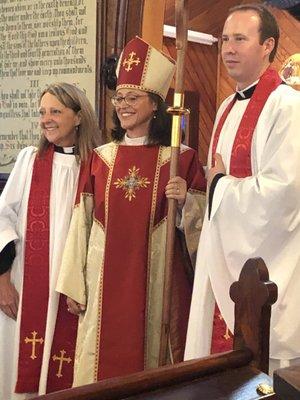 The installation of our rector, Father Brian Rebholtz!  With Mthr Jana Branson, and Bishop Megan Tranquair.