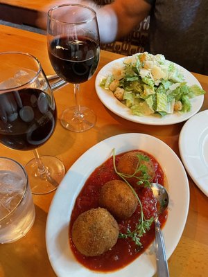 Sicilian Arancini and Caesar Salad