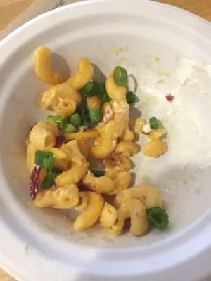 Really gross and old Mac and cheese. Tried to make it better with the toppings...