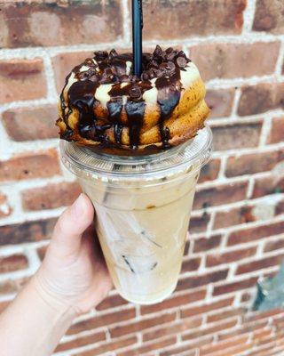 Chocolate Chip Protein donut with a protein coffee