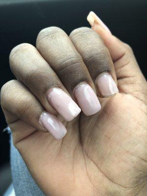 Brown streaks in my nude polish and a broken nail two days later