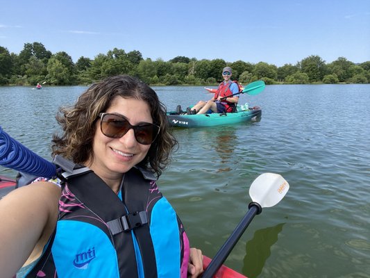 Me and my husband in kayaks