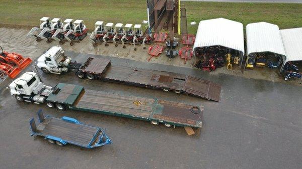 Delivery trucks and equipment on the yard