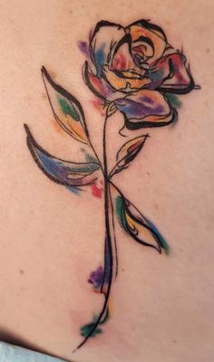 Watercolor rose tattoo