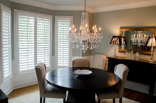 Gorgeous plantation shutters in this dining room! www.BlindPros.com 910.444.3999