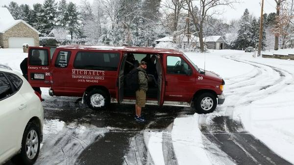 In the middle of a snowstorm and they got us to the airport with plenty of time!